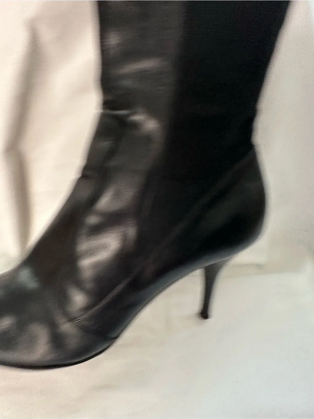 YSL Yves Saint Laurent Black Leather Tall Boots Italy